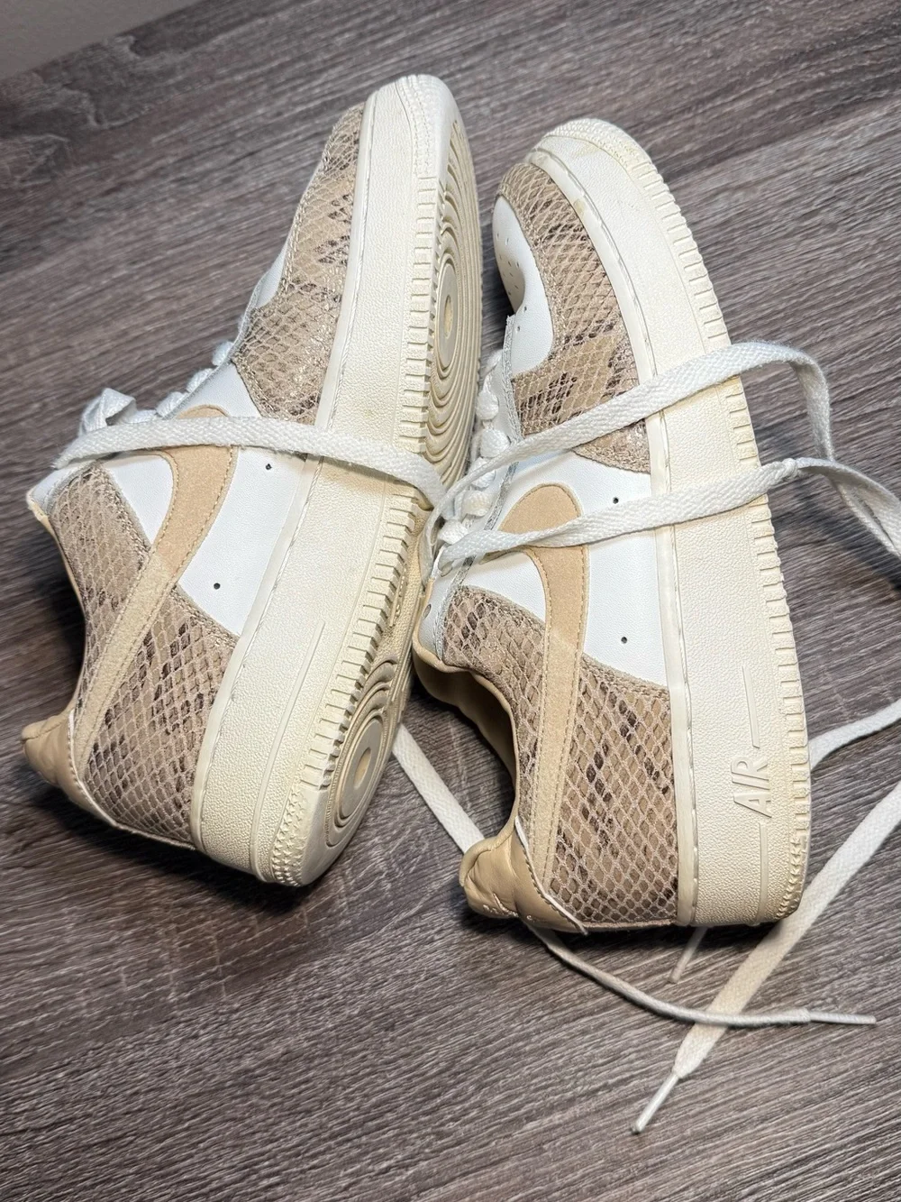Nike Beige and White Low-Top Sneakers